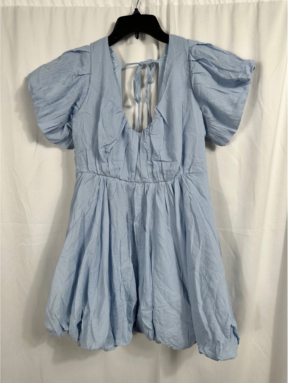 Hyfve Light Blue Puff Sleeve Cotton Dress with Lining, Size Small
